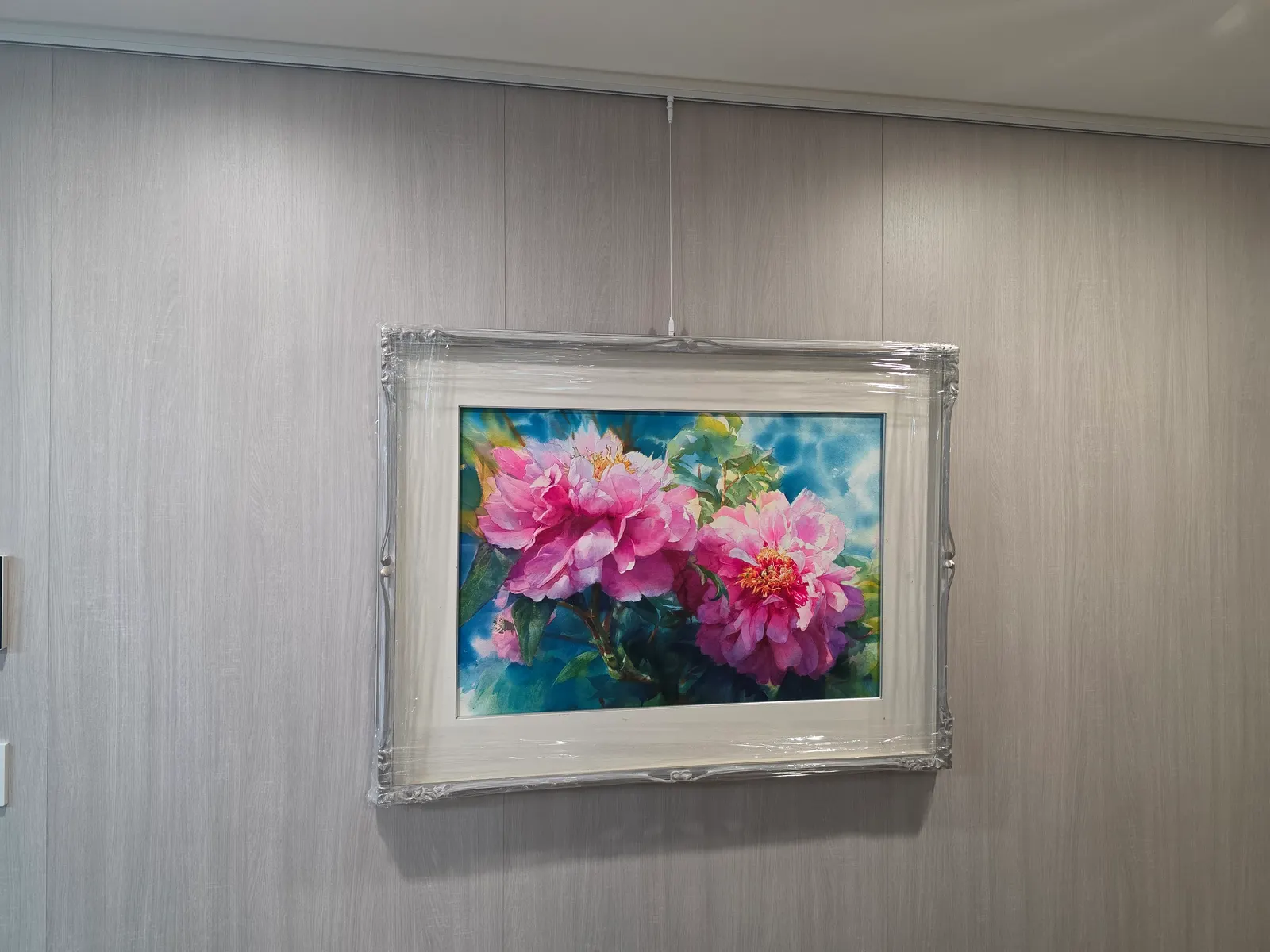 모란과 장미 꽃 그림, 거실과 소파 위 설치 사진 3